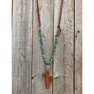 J.Forks 28" Kingman Chip Turquoise with Buffalo Nickel Necklace NEW